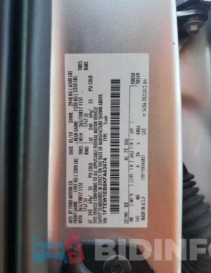 1FTEW1EB8KFA63674 Photo# 12