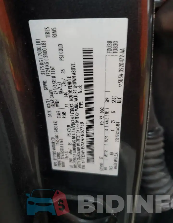 1FTEW1EG3HFB67719 Photo# 12