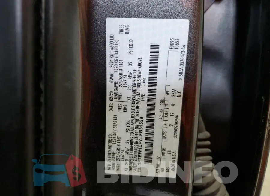 1FTEW1EP7LFB31539 Photo# 13