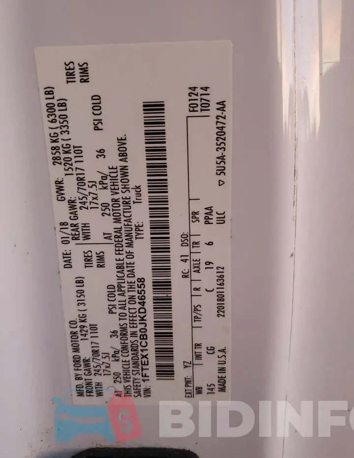 1FTEX1CB0JKD46558 Photo# 12