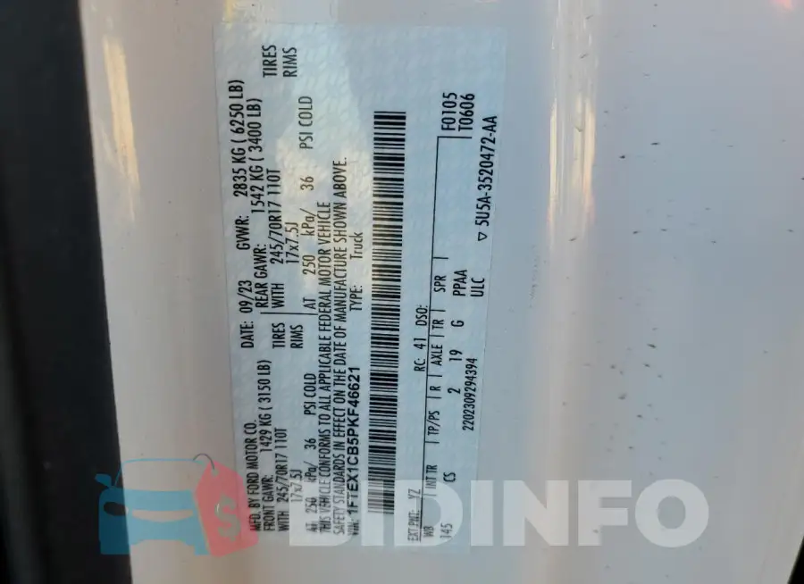 1FTEX1CB5PKF46621 Photo# 12