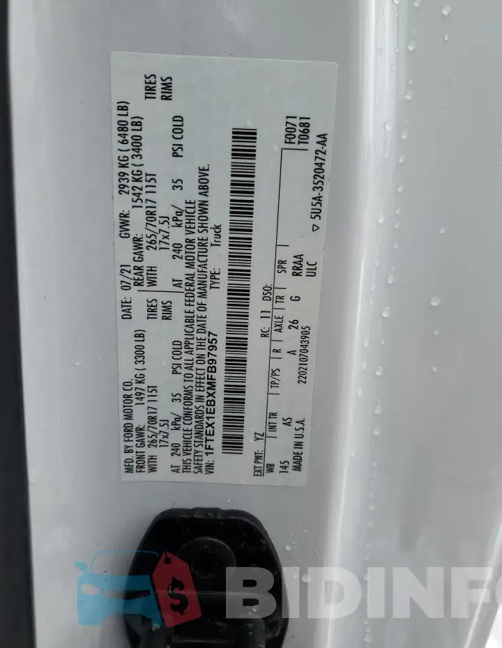 1FTEX1EBXMFB97957 Photo# 12