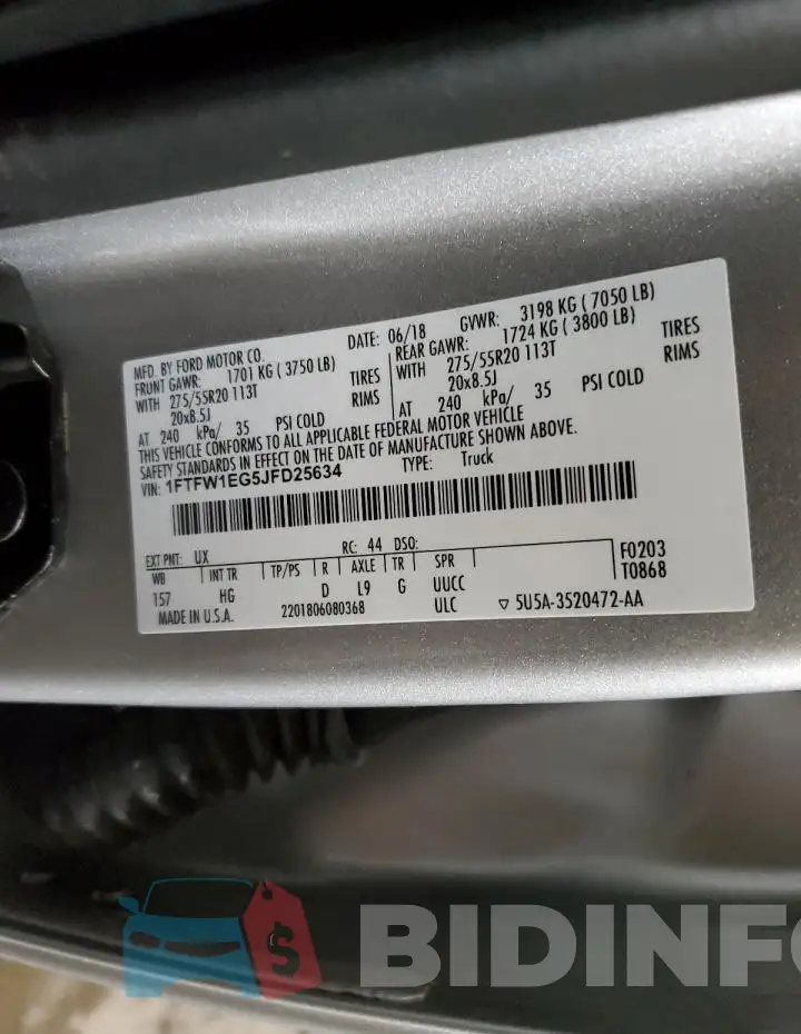 1FTFW1EG5JFD25634 Photo# 12