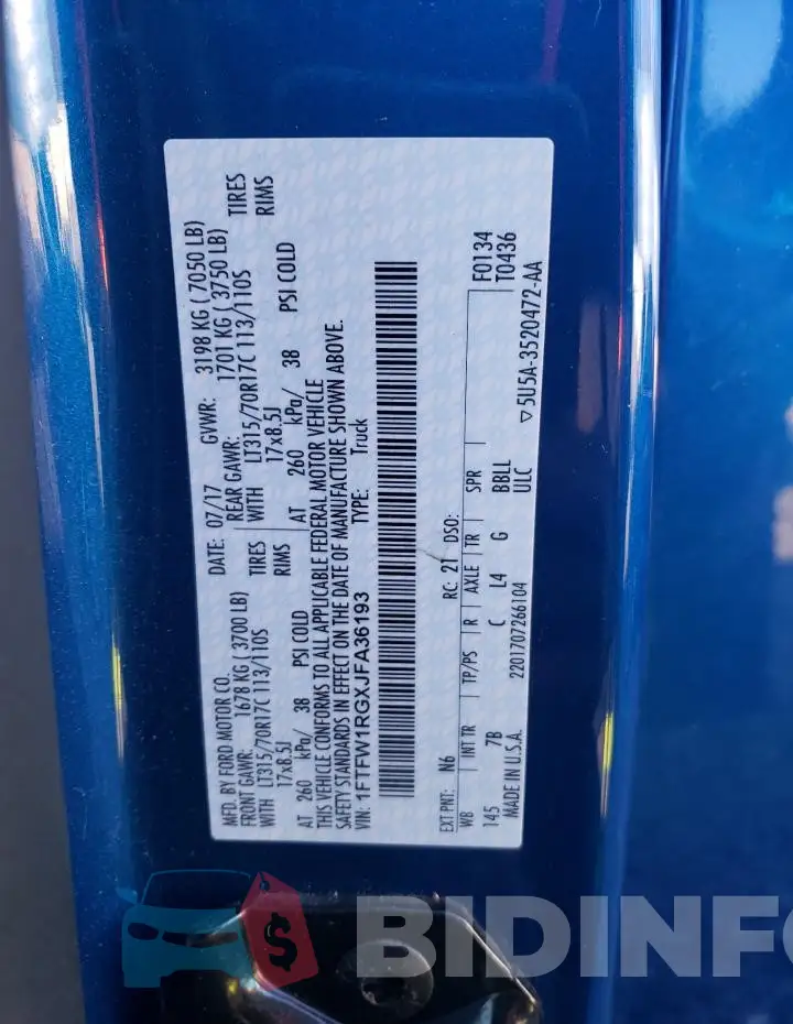 1FTFW1RGXJFA36193 Photo# 12