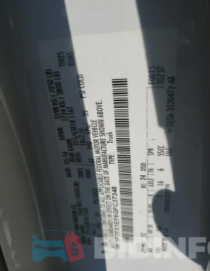 1FTFX1EF6GFC37348 Photo# 13