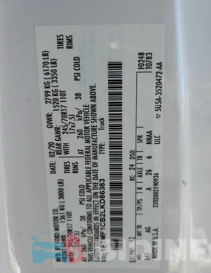 1FTMF1CB2LKD86383 Photo# 12