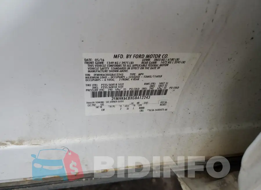 2FMHK6C8XGBA12243 Photo# 13