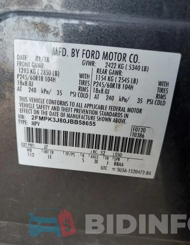 2FMPK3J80JBB58655 Photo# 13