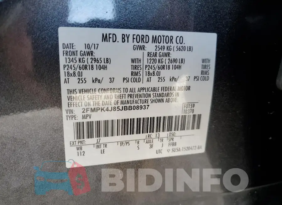 2FMPK4J85JBB08937 Photo# 13
