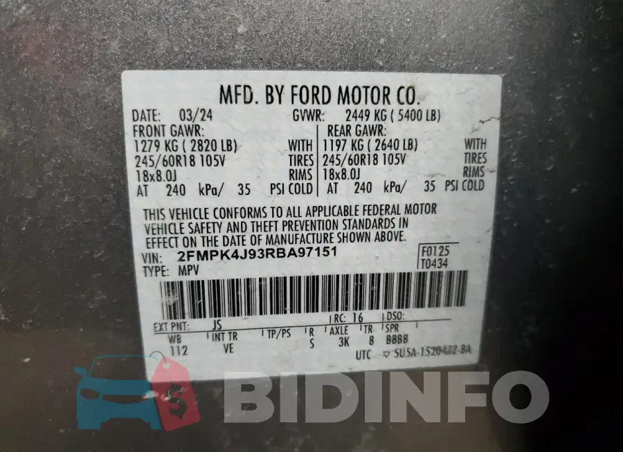 2FMPK4J93RBA97151 Photo# 13
