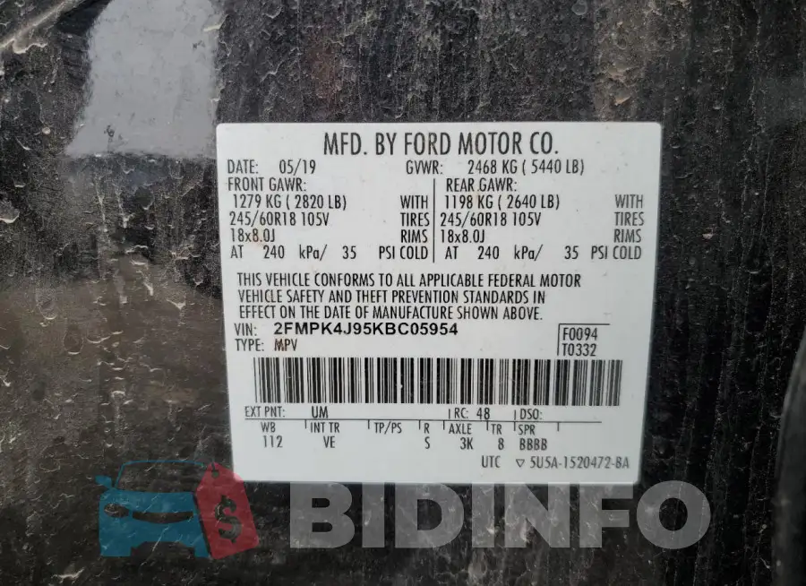 2FMPK4J95KBC05954 Photo# 13