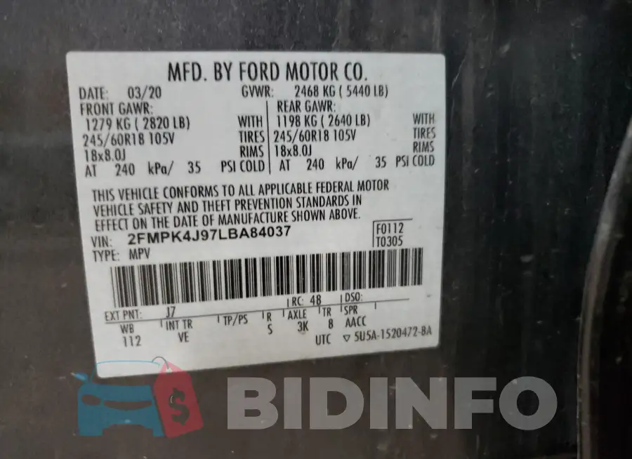 2FMPK4J97LBA84037 Photo# 13