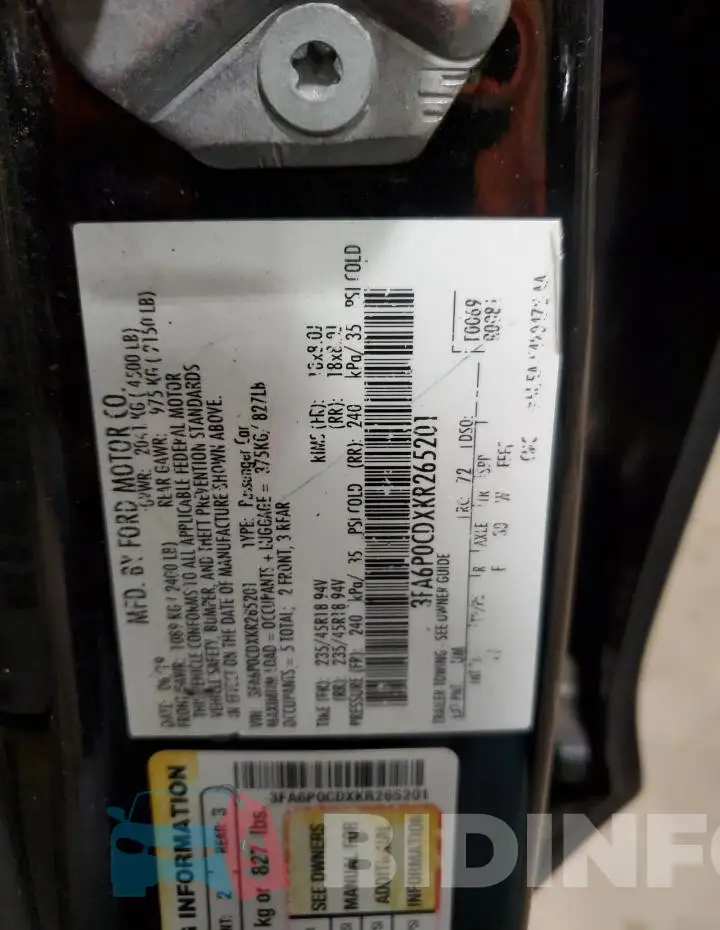 3FA6P0CDXKR265201 Photo# 12