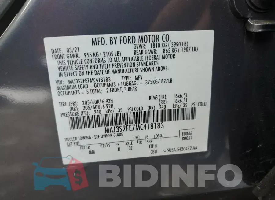 MAJ3S2FE7MC418183 Photo# 13