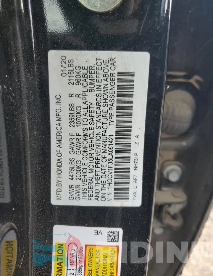 1HGCV1F35LA051421 Photo# 12