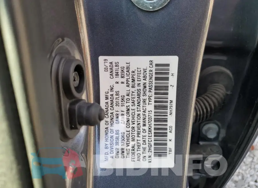 2HGFC1E5XKH703715 Photo# 12