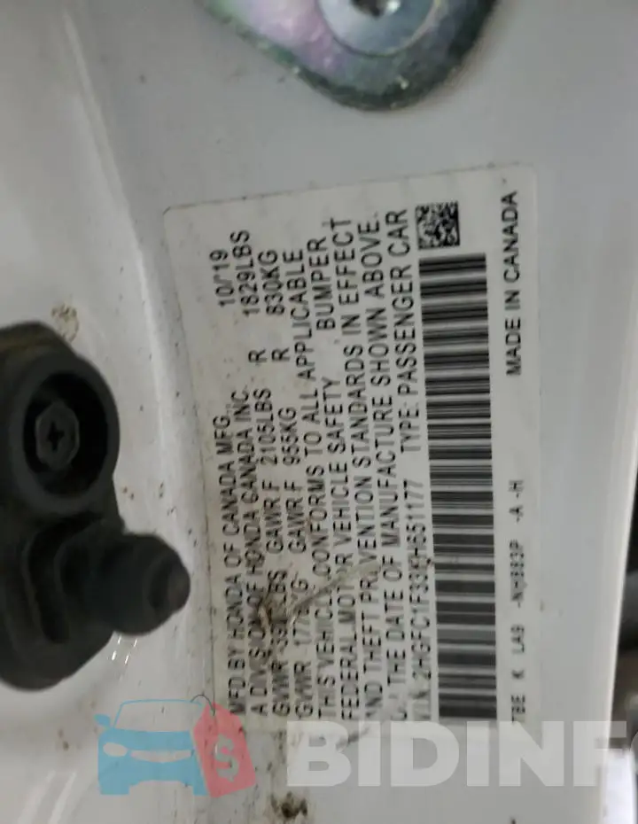 2HGFC1F33KH651177 Photo# 12
