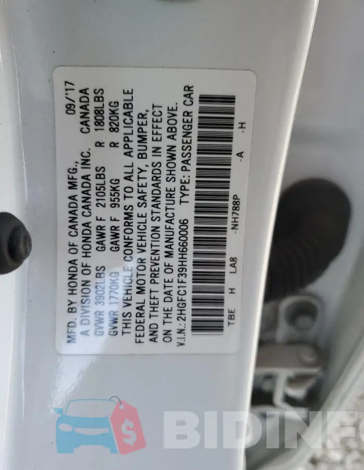 2HGFC1F39HH660006 Photo# 13