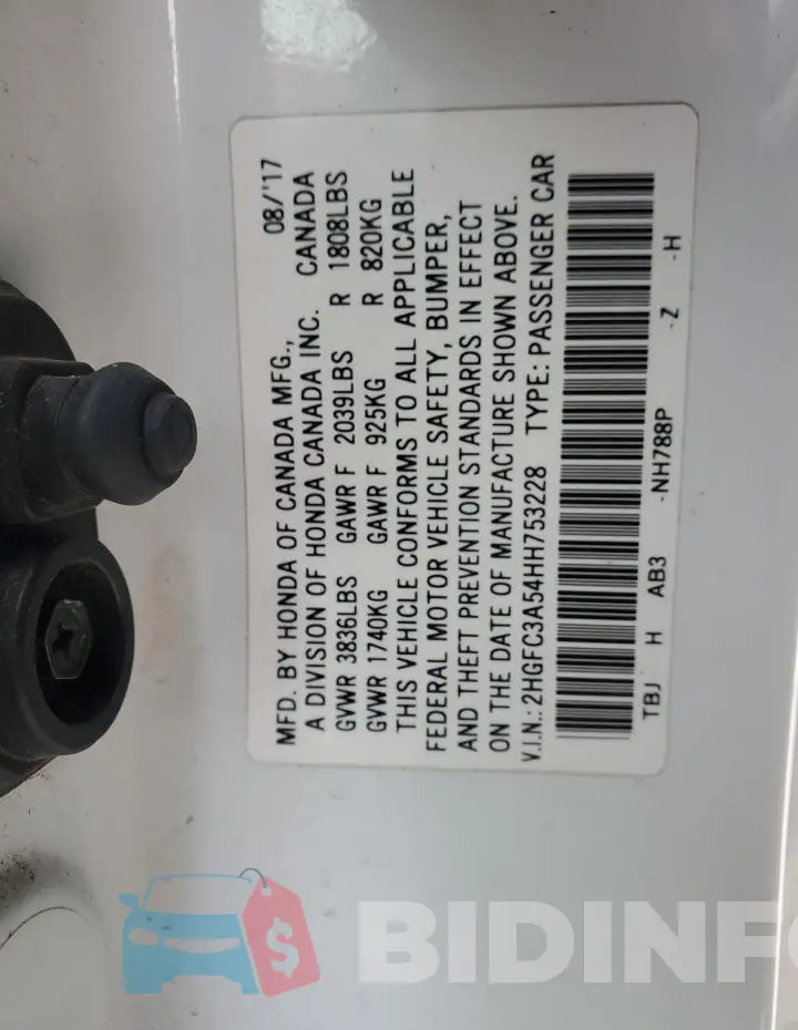 2HGFC3A54HH753228 Photo# 12