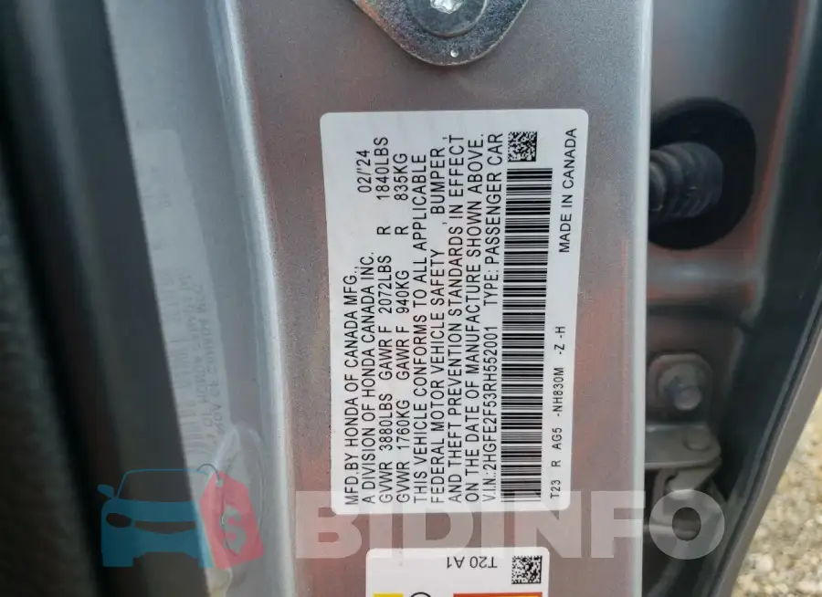 2HGFE2F53RH552001 Photo# 12