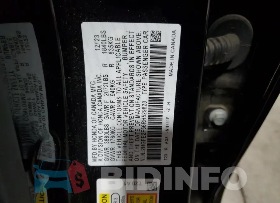2HGFE2F56RH529828 Photo# 12