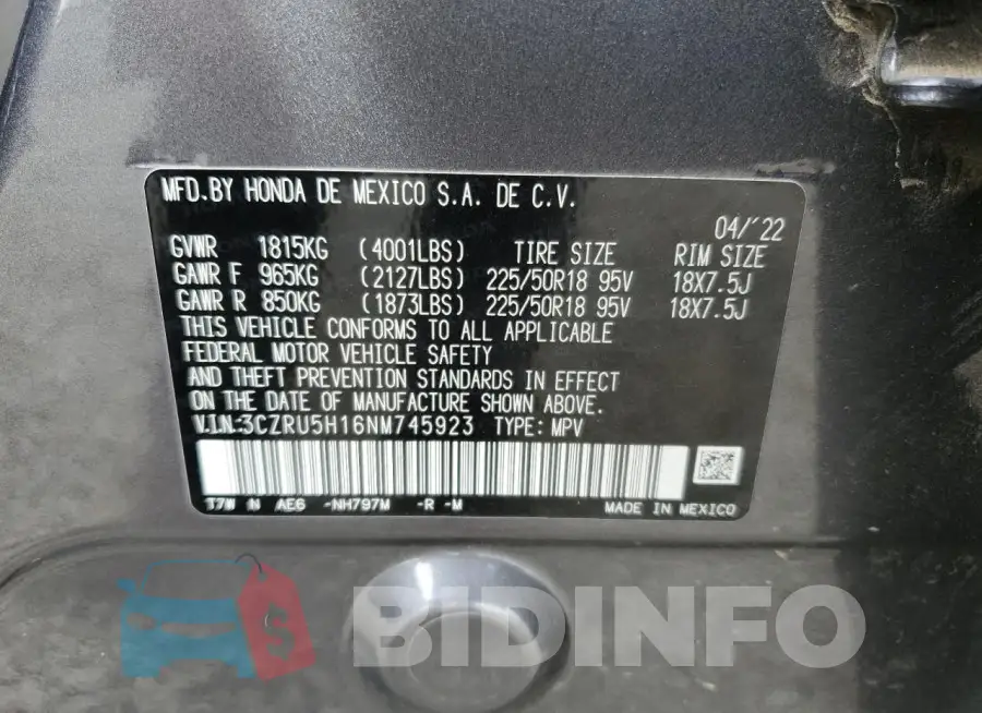 3CZRU5H16NM745923 Photo# 14