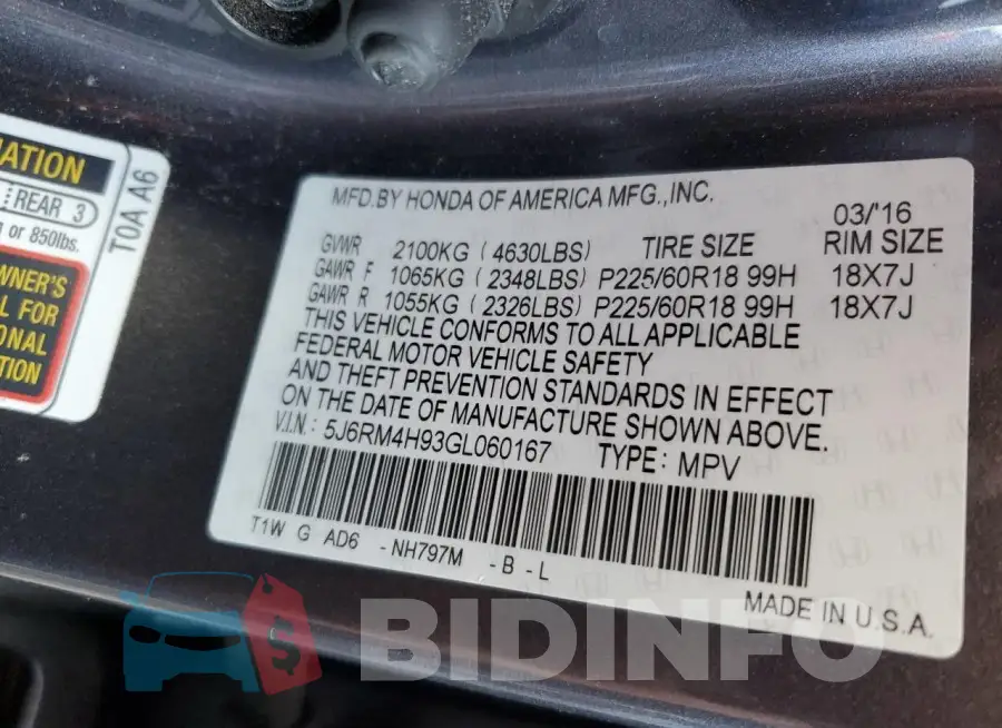 5J6RM4H93GL060167 Photo# 13