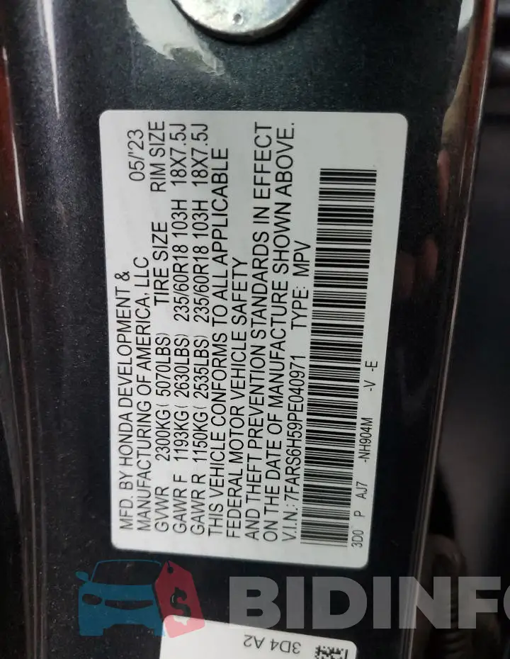 7FARS6H59PE040971 Photo# 13