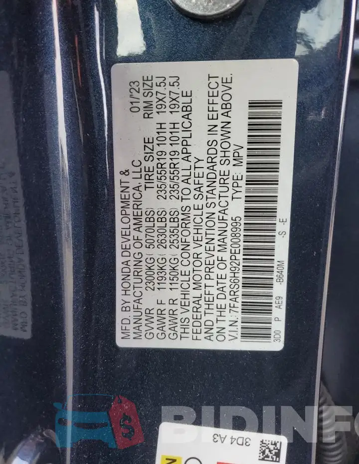 7FARS6H92PE008995 Photo# 14