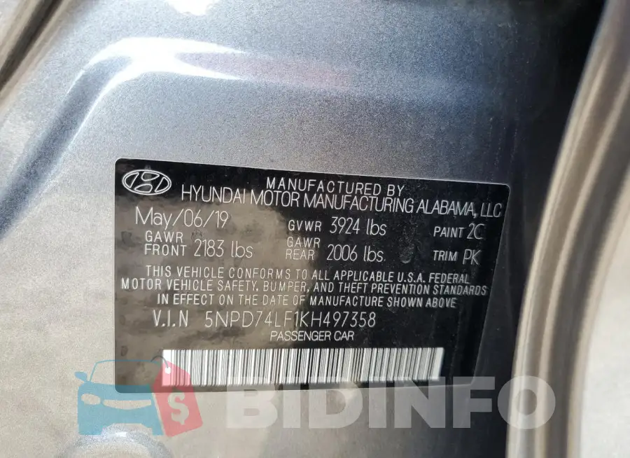 5NPD74LF1KH497358 Photo# 12