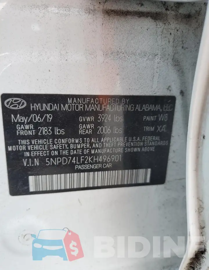 5NPD74LF2KH496901 Photo# 13