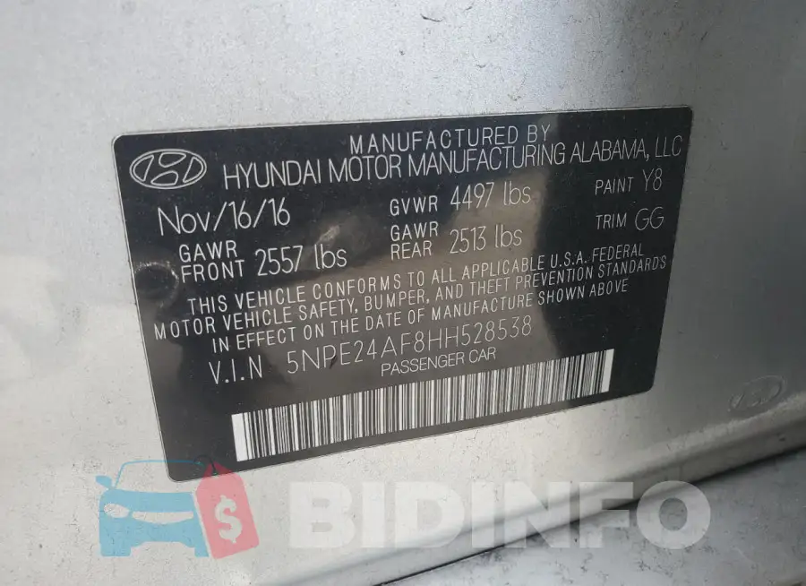 5NPE24AF8HH528538 Photo# 12