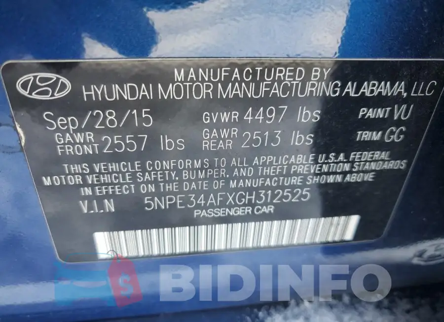 5NPE34AFXGH312525 Photo# 12