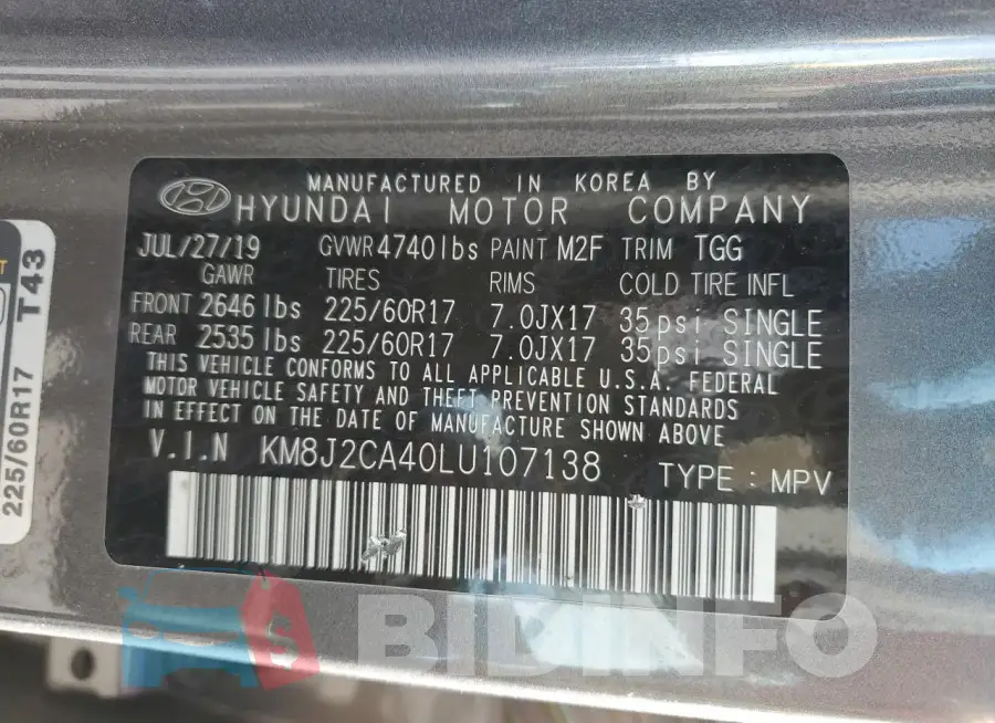 KM8J2CA40LU107138 Photo# 13