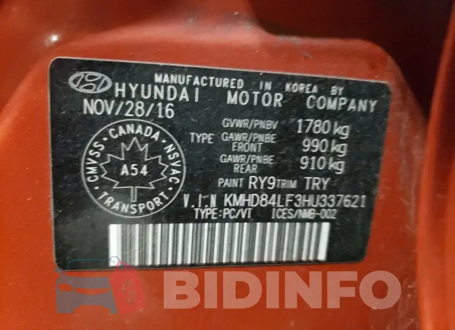 KMHD84LF3HU337621 Photo# 13