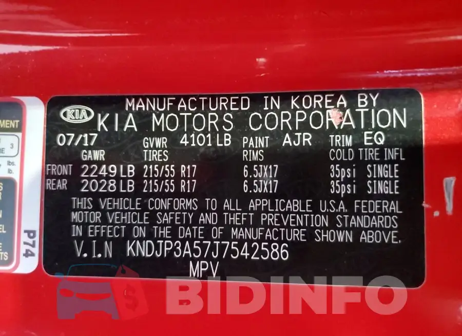 KNDJP3A57J7542586 Photo# 13