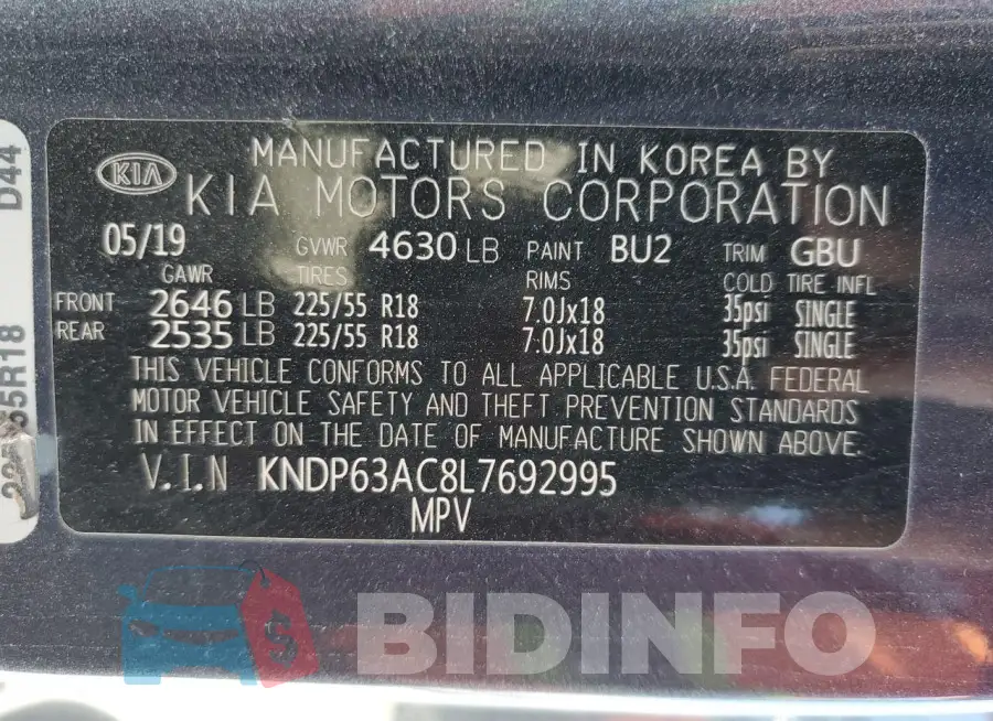 KNDP63AC8L7692995 Photo# 12