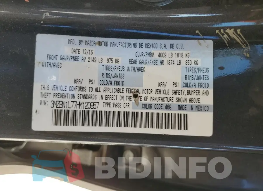 3MZBN1L77HM120957 Photo# 12