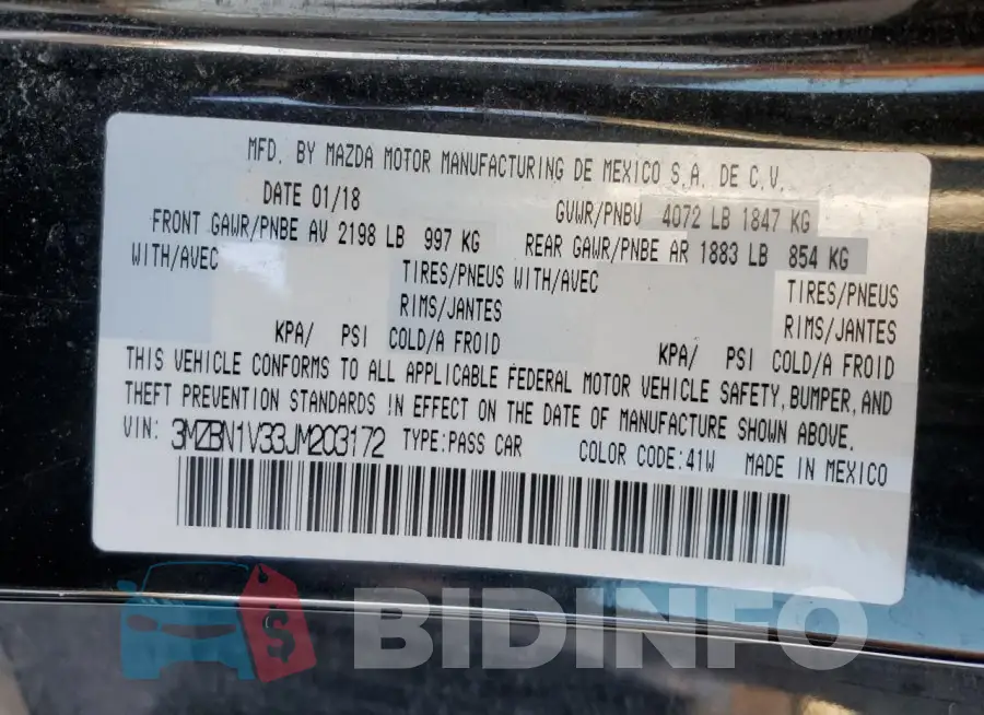 3MZBN1V33JM203172 Photo# 12