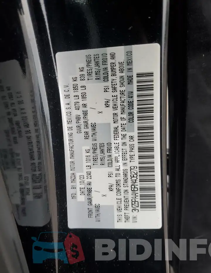 3MZBPAAM6RM405279 Photo# 12
