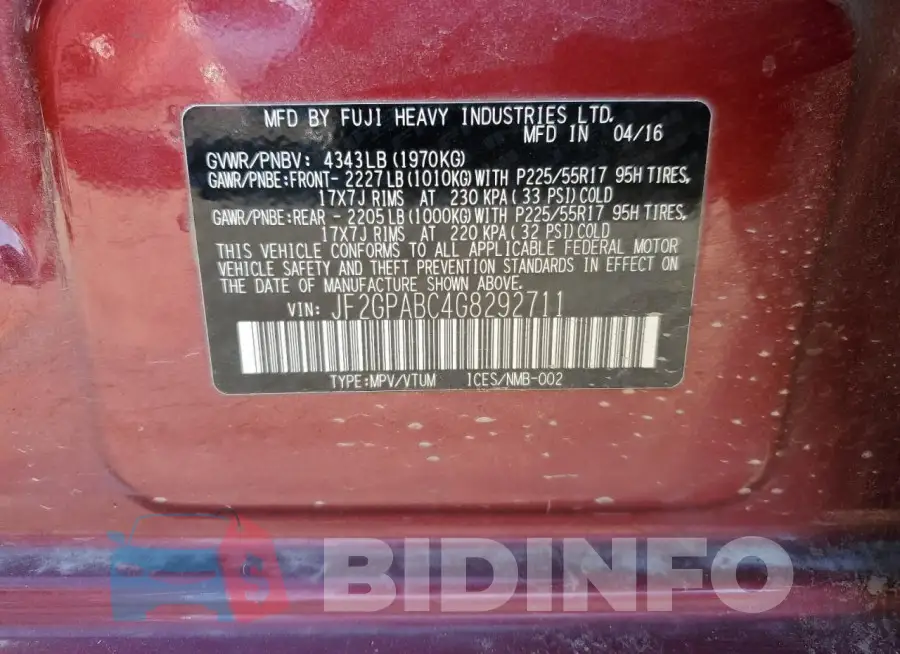 JF2GPABC4G8292711 Photo# 12