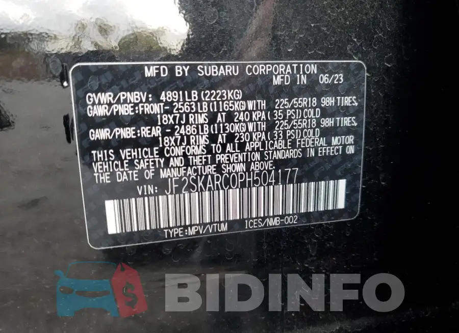 JF2SKARC0PH504177 Photo# 13