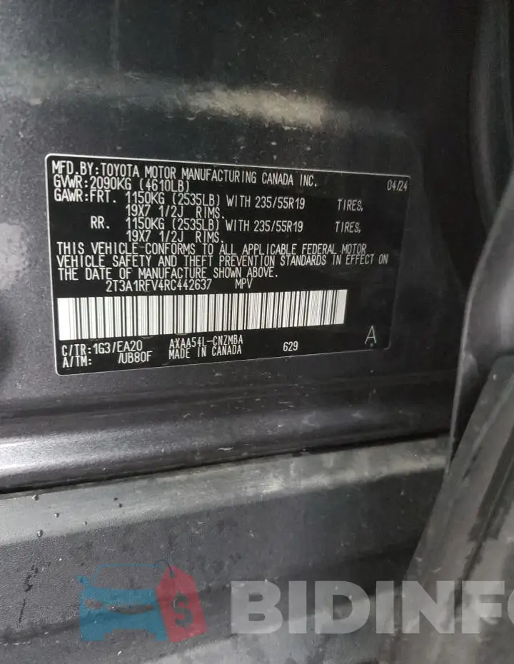 2T3A1RFV4RC442637 Photo# 12