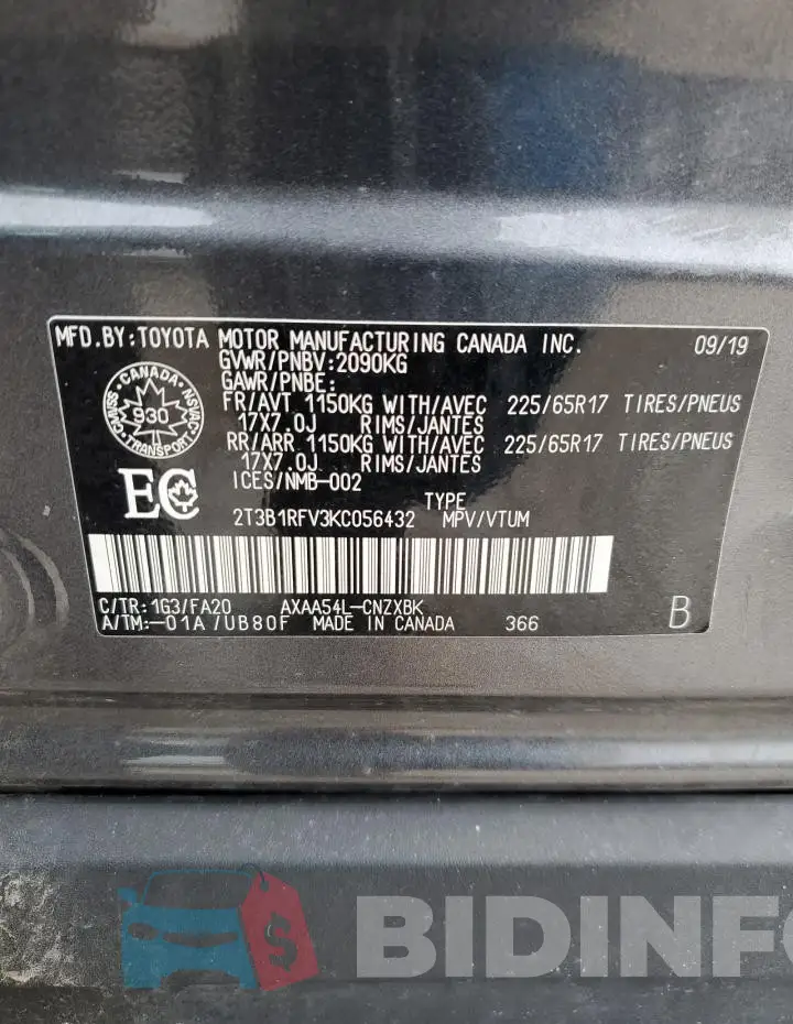 2T3B1RFV3KC056432 Photo# 14