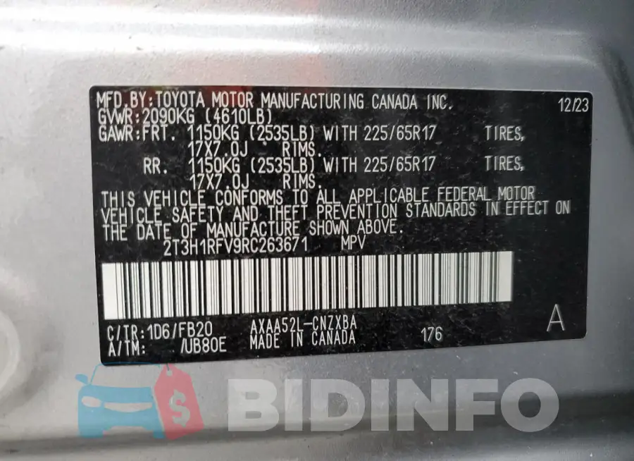 2T3H1RFV9RC263671 Photo# 14