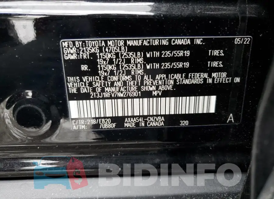2T3J1RFV7NW276901 Photo# 13