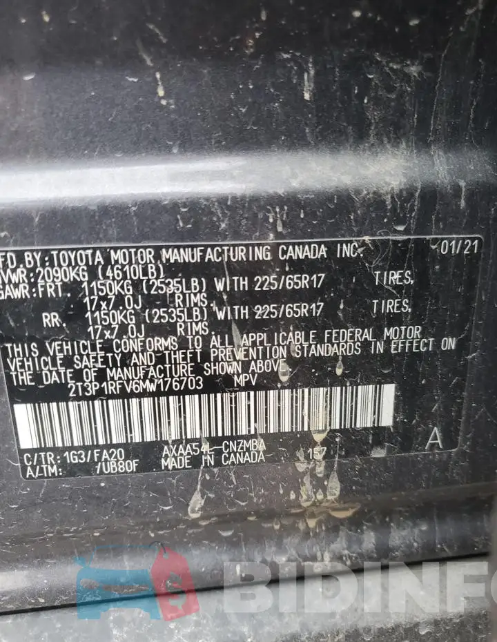 2T3P1RFV6MW176703 Photo# 14