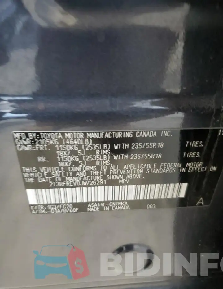 2T3RFREV0JW726291 Photo# 13