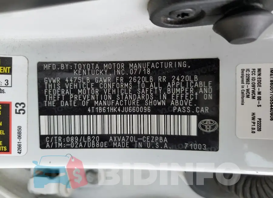 4T1B61HK4JU660096 Photo# 12