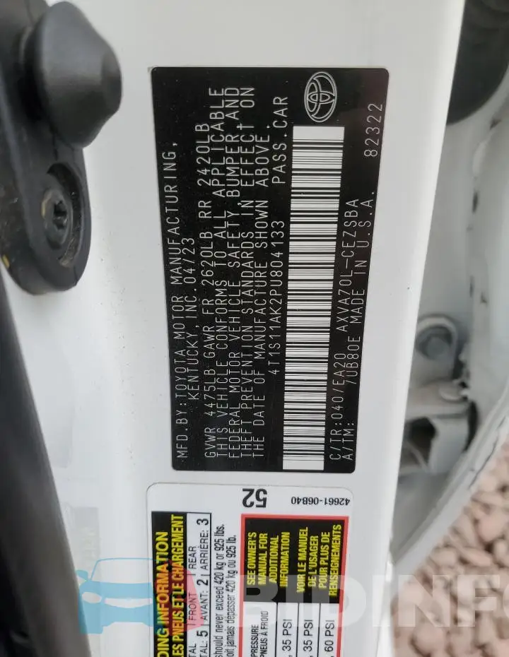 4T1S11AK2PU804133 Photo# 12